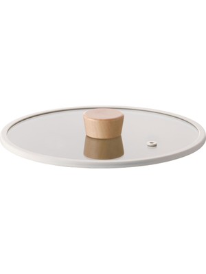Neoflam Fika 26CM Düz Silikon Çerçeveli Cam Kapak Bej