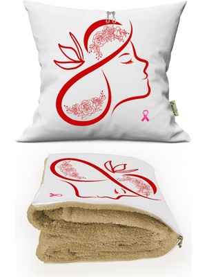 Caisya Home 8 Mart Kadınlar Gününe Özel Tv Battaniyeli Opsiyonel Dekoratif Kırlent Yastık