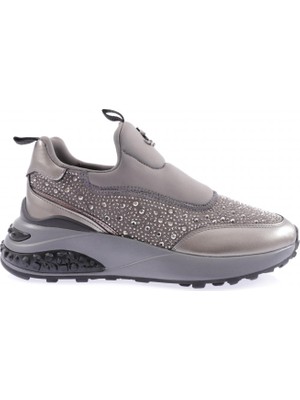 DGN 026-1-22K Kadin Kalin Taban Metal Akseusarli Taşli Sneakers Ayakkabi