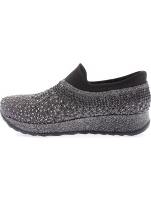 DGN AKT-06-23Y Kadin Kalin Taban Silver Taşli Sneakers Ayakkabi