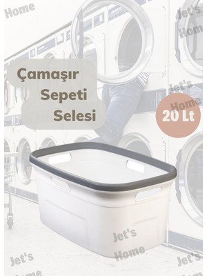 Jet’s Home Çeyiz Seti 80 Lt Kirli Sepeti 20 Lt Çamaşır Selesi Gri Çamaşır Sepeti