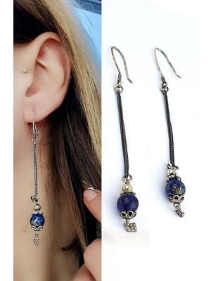 Ose Shop Lapis Lazuli Taşlı 925ayar Gümüş Tasarım Küpe