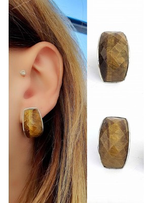 Ose Shop Kaplan Gözü Taşlı 925ayar Gümüş Tasarım Küpe