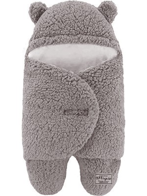 Migie Bebek Dış Kundak Uyku Tulumu Battaniye Kıvırcık Peluş Gri