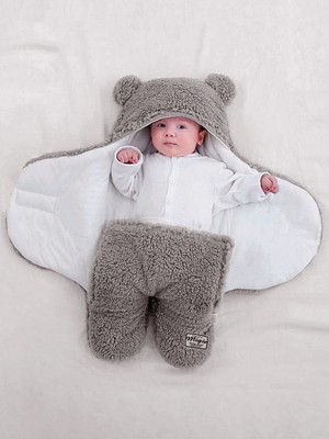 Migie Bebek Dış Kundak Uyku Tulumu Battaniye Kıvırcık Peluş Gri