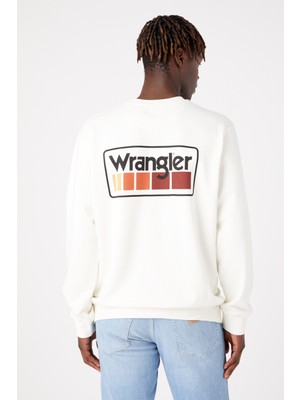 Wrangler Regular Fit Normal Kesim Pamuk Bisiklet Yaka Ekru Sweatshirt