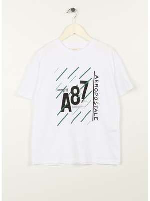 Aeropostale Baskılı Ekru Erkek Çocuk T-Shirt 23SAB-02