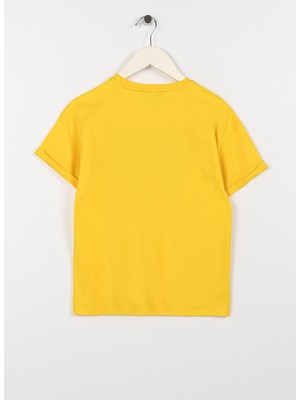 Limon Baskili Sari Kız Çocuk T-Shirt Cool Girl-23