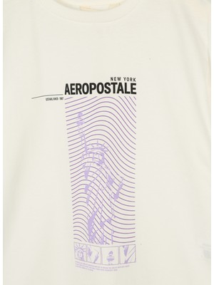 Aeropostale Baskılı Ekru Erkek Çocuk T-Shirt 23SAB-07