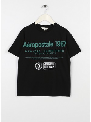 Aeropostale Baskılı Siyah Erkek Çocuk T-Shirt 23SAB-01