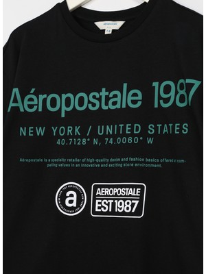 Aeropostale Baskılı Siyah Erkek Çocuk T-Shirt 23SAB-01