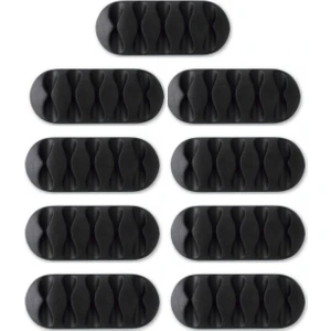 3lü Kablo Organizer - Kablo Tutucu 5 Kanallı / Siyah - 3 Paket x 3 Adet