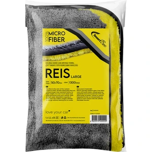 Reis Çift Kat Mikrofiber Oto Kurulama Havlusu 50×70 1300GSM – Sarı Gri