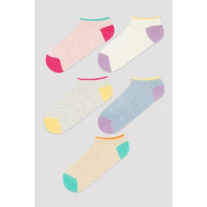 Renkli Topuk  5Li Patik Çorap
