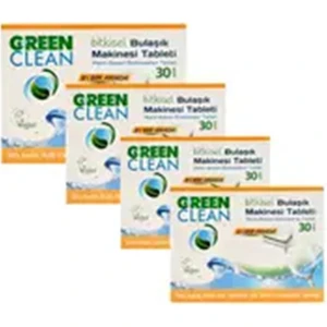 U Green Clean Bitkisel Bulaşık Makinesi Tabletleri - 4'lü Set, 120 Yıkama Kapasitesi, Fosfat ve Klor İçermez, Parfümlü