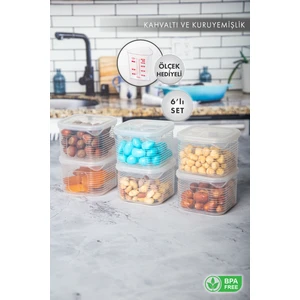 Aes Home Erzak Saklama Kabı Sızdırmaz Kapak 6'lı Set  Şeffaf