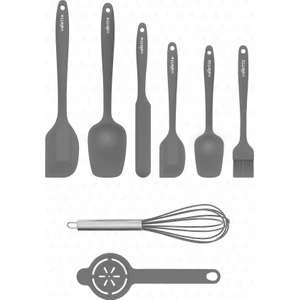 Drongo Isıya Dayanıklı Yanmaz Yapışmaz Silikon Spatula Seti 8 Parça Gri