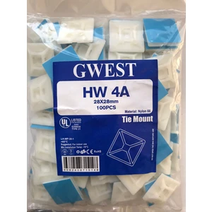 Gwest Yapışkan Kroşe 28X28 100ADET Yapışkanlı Kablo Bağı Tutucu