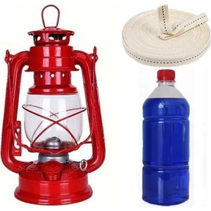 Kurtbeymutfak Gemici Feneri Kırmızı Büyük Boy+ 400 ml Kandilyağı +1 M Yedek Fitil