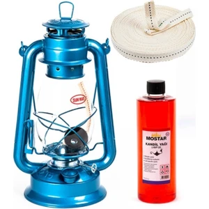 Kurtbey Mutfak Şehrimostarkırk1 Kandil Lambası Seti-Gemici Feneri Mavi BÜYÜKBOY+250 ml Kandil Yağ +1m Yedek Fitil