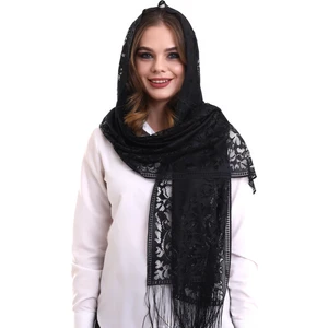 İhvan Online Narin Pamuk Tül Şal Siyah 60X160