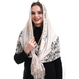 İhvan Online Narin Pamuk Tül Şal Krem 60X160