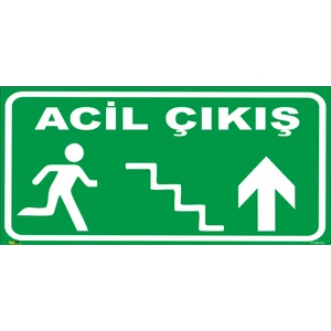Acil Çıkış (Yukarı Yön Merdiven) Levhası