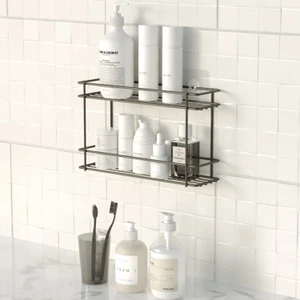 Teknotel Yapışkanlı 2 Katlı Banyo&mutfak Rafı Mat Siyah ST522