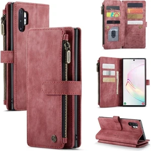 Samsung Galaxy Note 10 Plus / Note 10+ Için Vintage Pu Deri Çok Fonksiyonlu Flip Cüzdan Fermuar Kılıf  (Yurt Dışından)