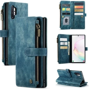 Samsung Galaxy Note 10 Plus / Note 10+ Için Vintage Pu Deri Çok Fonksiyonlu Flip Cüzdan Fermuar Kılıf  (Yurt Dışından)