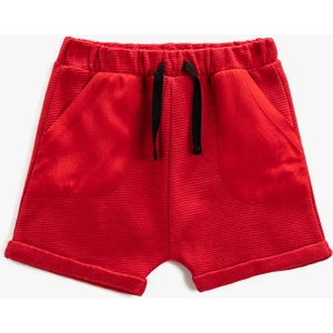 Basic Şort Beli Bağlamalı Cepli Dokulu