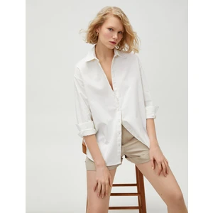 Oversize Gömlek Uzun Kollu Keten Karışımlı