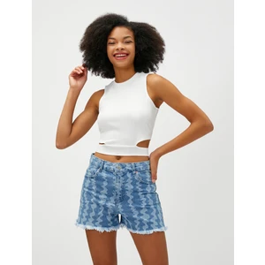 Crop Fitilli Atlet Pencere Detaylı Bisiklet Yaka