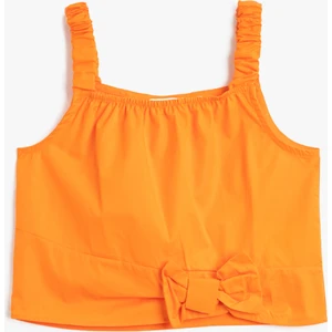 Crop Bluz Askılı Fiyonk Detaylı Pamuklu