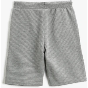 Beli Bağlamalı Şort Cepli Baskı Detaylı Pamuklu