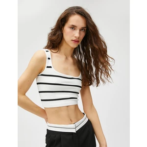 Crop Atlet Kare Yaka Askılı Fitilli