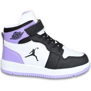 1517 Anatomik Taban Unisex Çocuk Boğazlı Sneakers Ayakkabı - NKT01517-SIYAH Mor-27