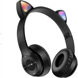 Kedili Kedi Cat Işıklı Rgb Kulaküstü Bluetooth Kulaklık P47M Aux Sd Card Girişli