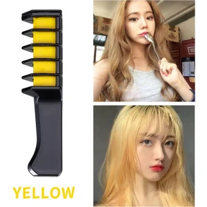 Rengarenk Saç Boyama Tebeşiri - Mini Taraklı Konsept Saç Boyama Seti Hair Chalk Sarı