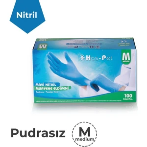 Has-Pet Mavi Nitril Pudrasız Eldiven 100'LÜ