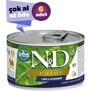 Prime Tahılsız Kuzu Eti ve Yaban Mersinli Yetişkin Yetişkin Köpek Konservesi 6X140GR (6lı)