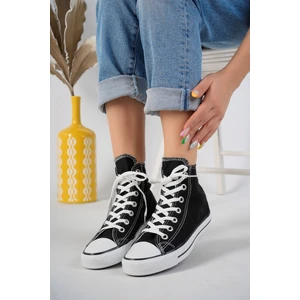 Siyah Uzun Keten Spor Ayakkabı