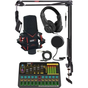 Midex GMX-1 Platinium Head Set Condenser Mikrofon Ses Kartı Kulaklık Canlı Yayın Paketi