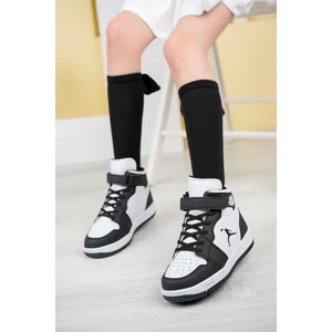 Siyah Garnili Cırtlı Çocuk Spor Ayakkabı