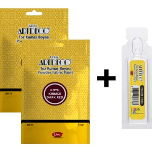 Kumaş Boyası Koyu Kırmızı 2 Paket+Fiske Sabitleme 1 Paket