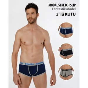3'lü Paket Modal Strech Esnek Kumaş Logolu Boxer Erkek Külot