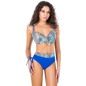Kadın Büyük Beden Balenli Mavi Desenli Bikini Takımı