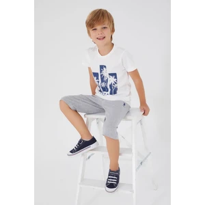U.S. Polo Assn. Palm Pattern Krem Erkek Çocuk Kapri Takım
