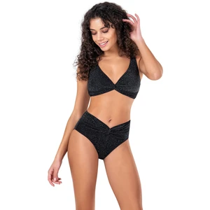 Kadın Yüksek Bel Siyah Simli Bikini Takımı