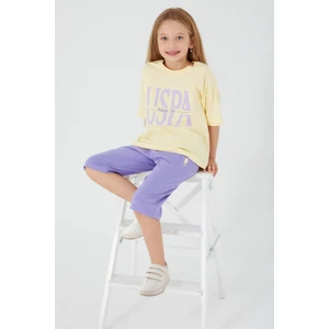 U.S. Polo Assn. Cute Cream Sarı Kız Çocuk Kapri Takım
